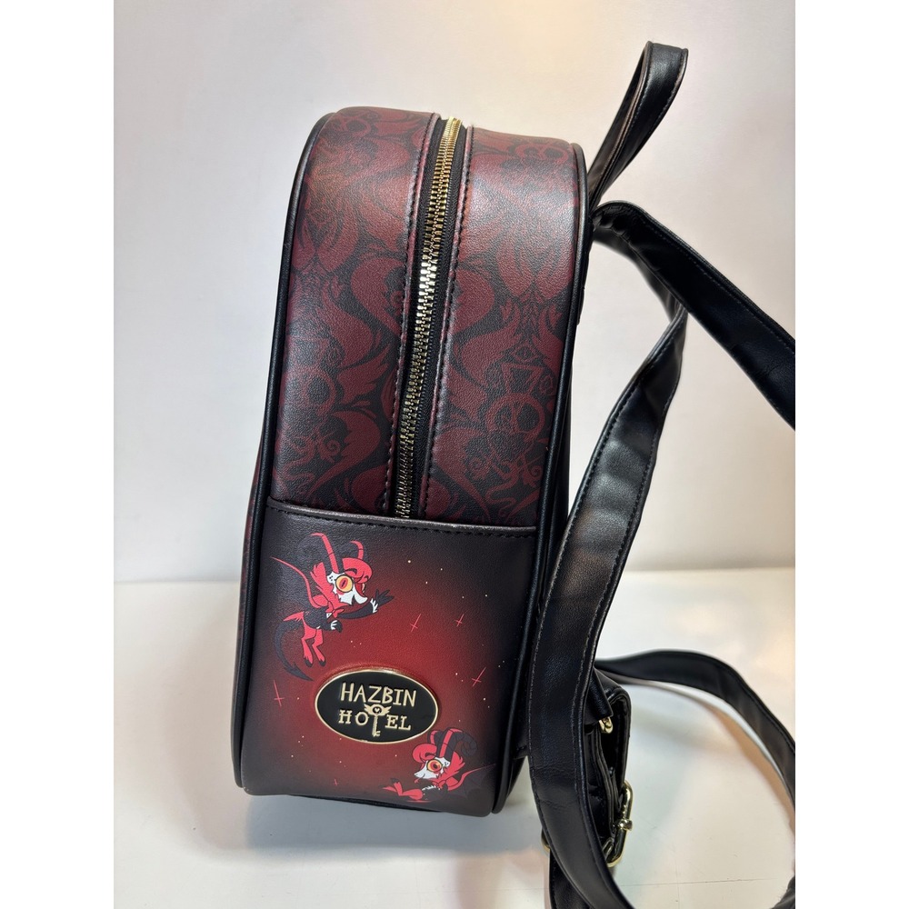 Hot Topic Hazbin Hotel Mini Backpack Red Black Charlie Alastor Angel Dust - Picture 4 of 7